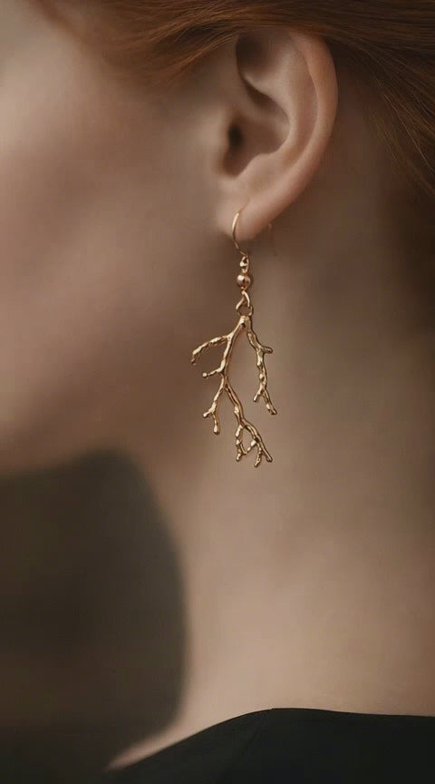 Boucles d'Oreilles Rameaux couleur Or Rose ou Argent