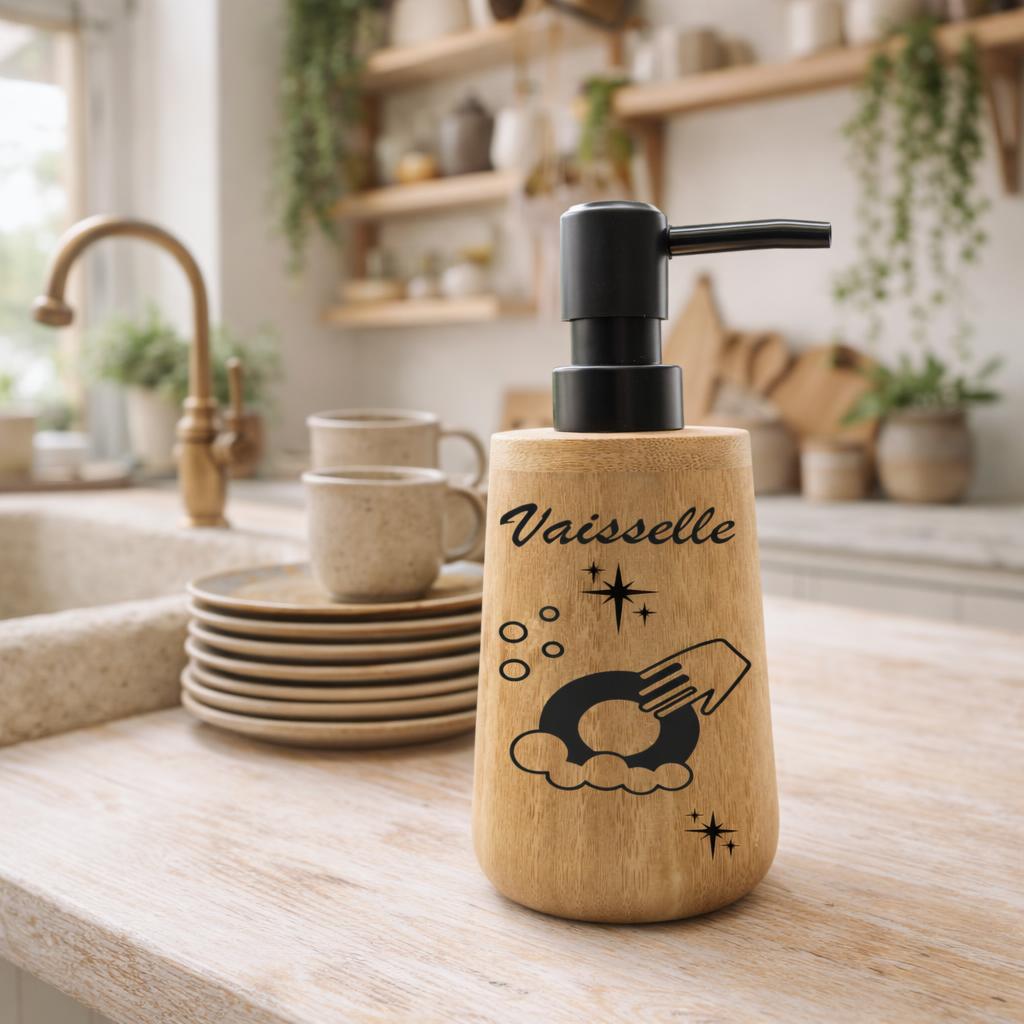 Distributeur Liquide Cylindrique avec poussoir noir