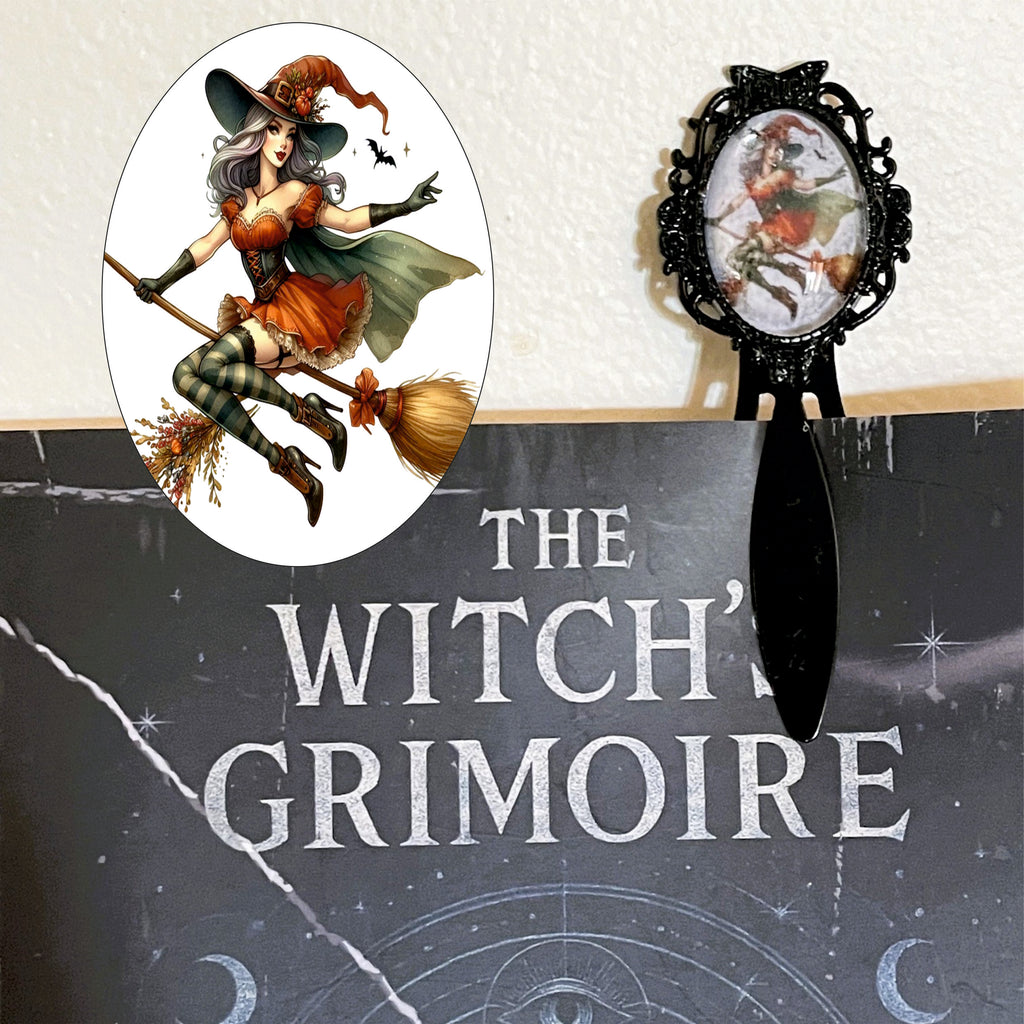 Marque-page Victorien couleur Noire & Cabochon Verre style Whimsigoth