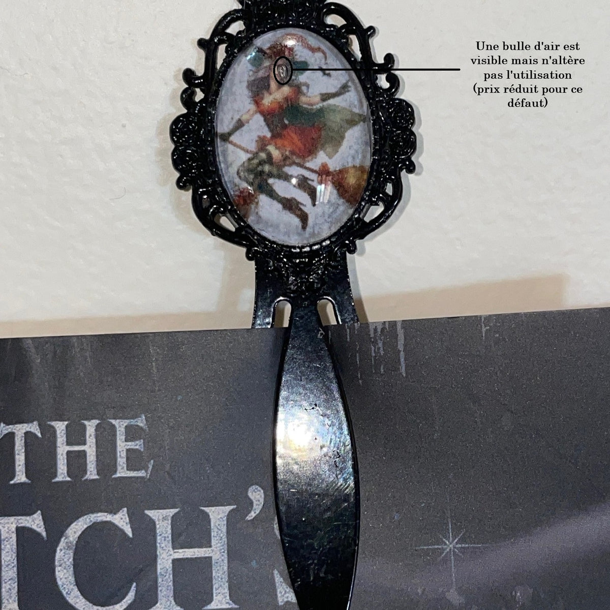 Marque-page Victorien couleur Noire & Cabochon Verre style Whimsigoth