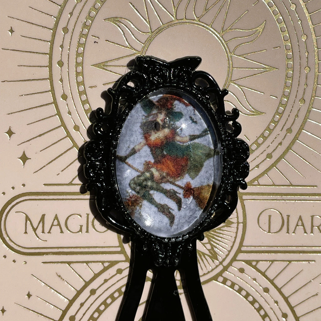 Marque-page Victorien couleur Noire & Cabochon Verre style Whimsigoth