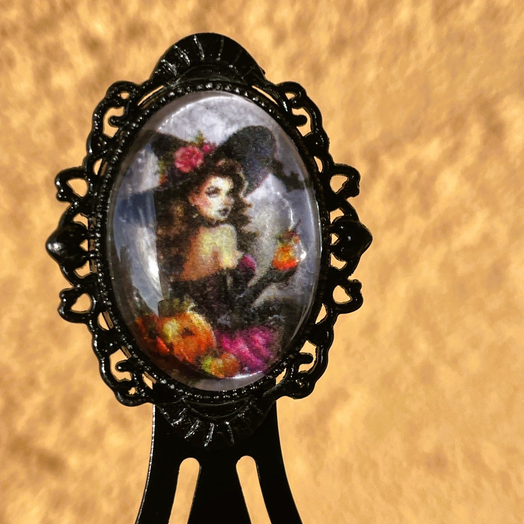 Marque-page Victorien couleur Noire & Cabochon Verre style Whimsigoth