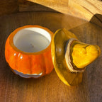 🕯️Bougie citrouille artisanale, création exclusive, Céramique – Cire Écologique / petit format