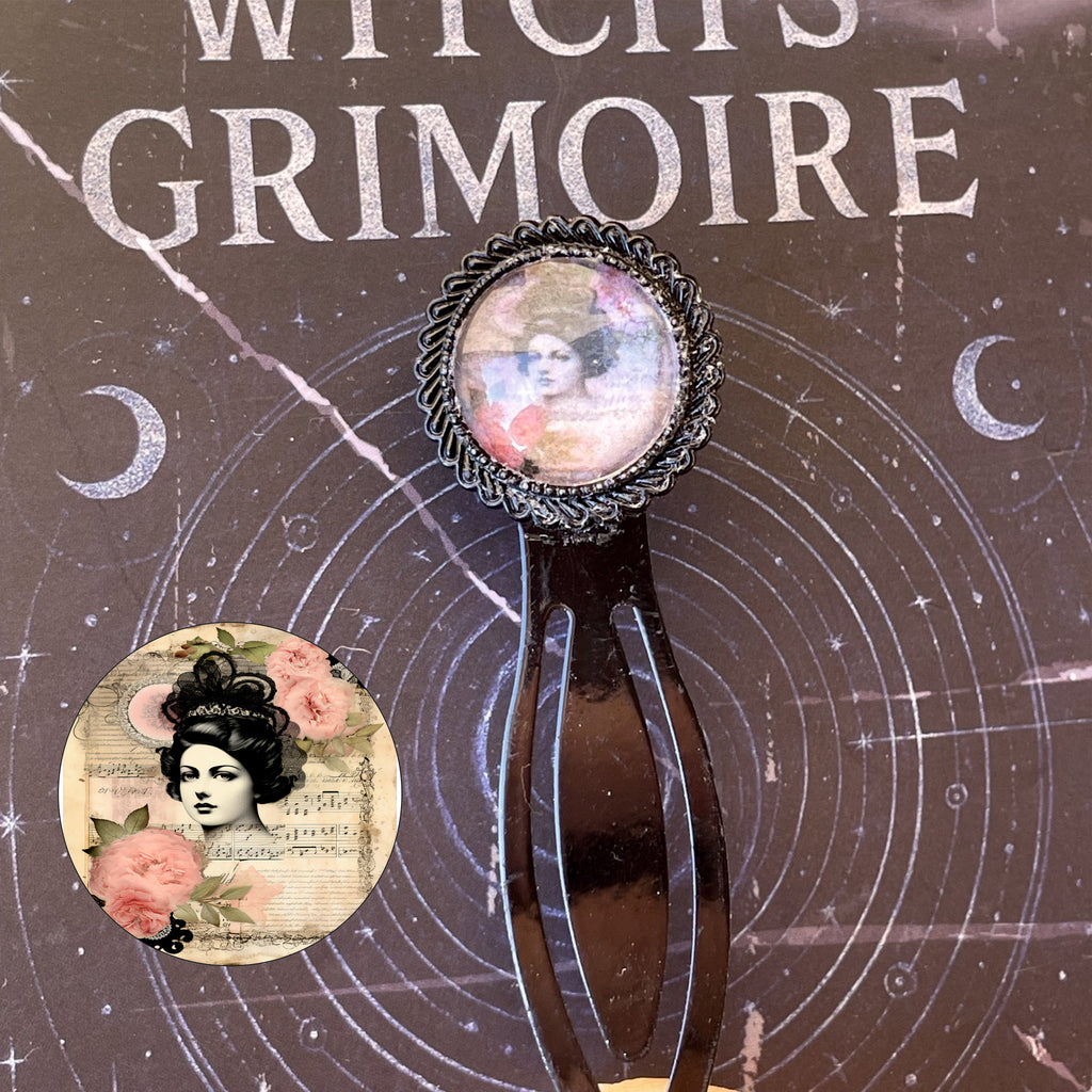 Marque-page Victorien couleur Noire & Cabochon Verre style Whimsigoth